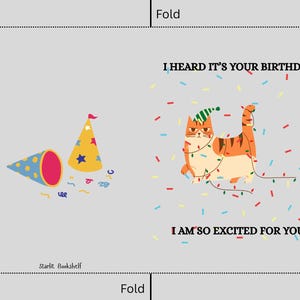 Cartão de aniversário engraçado de gato mal-humorado para imprimir – Cartão digital fofo de animal de festa, presente de aniversário de animal engraçado para ela ou ele
