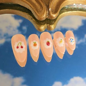 Fruit Press On Nails | Fake Nails | Cute Summer Nail Art Set | Hand Painted Nails  Tropical Nails