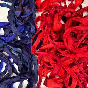 Scrap bag of sari silk- 1 1/2 oz bag of recycled sari silk bag 101