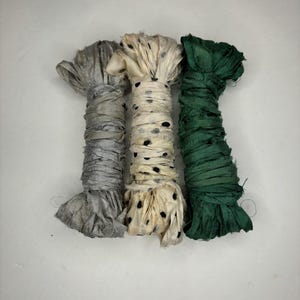 24 yd &quot;Meadow&quot; Sari Silk Ribbon 1 Inches wide -Recycled Sari Silk Ribbon 3 color pack 8 yards each 24 yards total