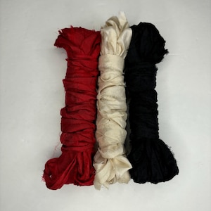15 yds &quot;Checkers&quot;Sari Silk Ribbon-Recycled Sari Ribbon 3 pack 5 yards each 15 yards total