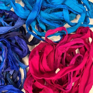 Scrap bag of sari silk-1 1/2 oz bag of recycled sari silk bag 90