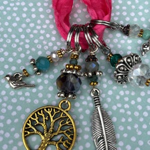 Junk Journal Charms- Tree of Life and Bird Glass Bead Charm Set