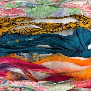 10 yds Print Sari Silk Ribbon Bag 29 Recycled Sari Silk Ribbon