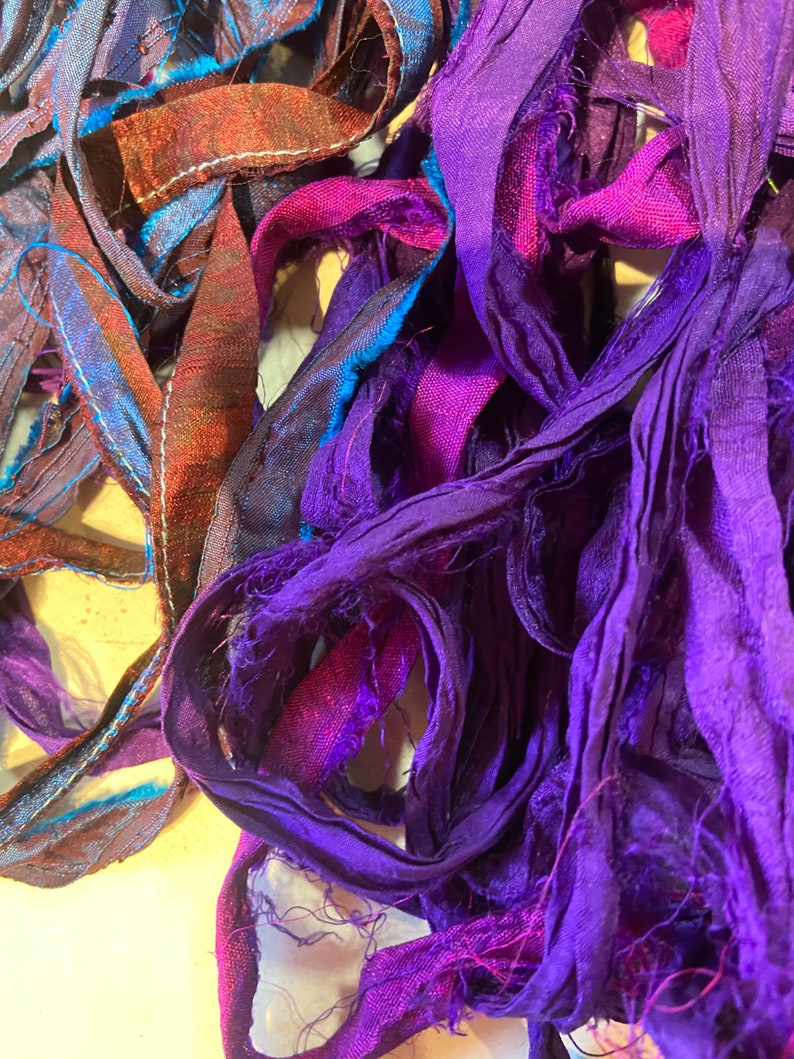 Scrap bag of sari silk-1 12 oz bag of recycled sari silk bag 28