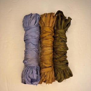 15 yd &quot;Bright Iris&quot; Sari Silk Ribbon -Recycled Sari Silk Ribbon 3 color pack 5 yards each 15 yards total