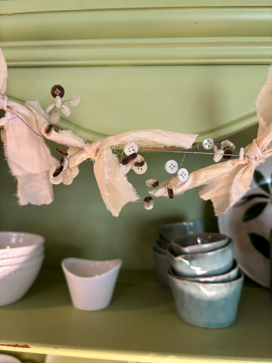 6 Ft Long Wired Button Garland With Sari Silk Ribbon Ties - Etsy