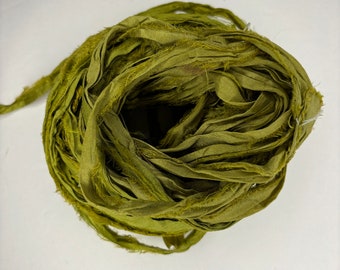 15 Yds "AVO" Sari Silk Ribbon 1/2 - 1 Inch Wide Recycled Sari Silk Ribbon