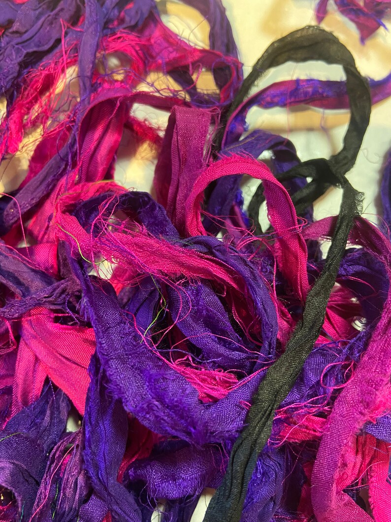 Scrap bag of sari silk-1 12 oz bag of recycled sari silk bag 28