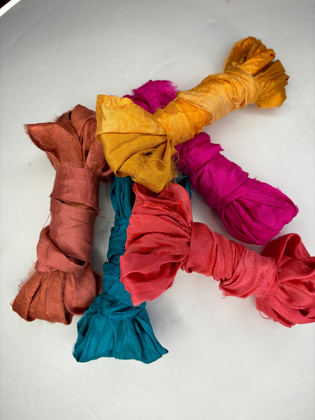 10 Yds Total-2 Yds Each Sari Silk Ribbon Jelly Roll-recycled Sari Silk ...