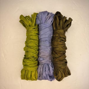 15 yd &quot;Hrydranga&quot; Sari Silk Ribbon -Recycled Sari Silk Ribbon 3 color pack 5 yards each 15 yards total