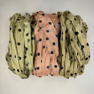 15 yd &quot;Citrus&quot; Dot Sari Silk Ribbon -Recycled Sari Silk Ribbon 3 color pack 5 yards each 15 yards total