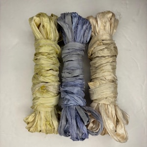 24 yd &quot;Wild Flower&quot; Narrow .5-1 inch wide Silk Ribbon-Recycled Sari Silk Ribbon 3 pack 8 yards each 24 yards total