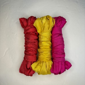 15 yds &quot;Holland&quot; Sari Silk Ribbon 1-1.5 Inches wide -Recycled Sari Silk Ribbon 3 color pack 5 yards each 15 yards