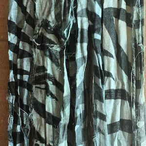 Zebra Print Variegated Blue 10 yards Sari Silk Ribbon- Block Recycled Sari Ribbon