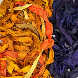 Scrap bag of sari silk- 1 1/2 oz bag of recycled sari silk bag 96