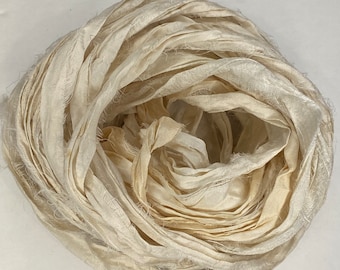 10 Yds "Ivory" Sari Silk Ribbon-Recycled Sari Silk Ribbon