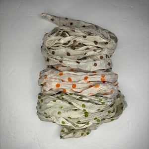15 yd &quot;Harvest&quot; Dot Sari Silk Ribbon -Recycled Sari Silk Ribbon 3 color pack 5 yards each 15 yards total