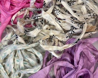 Scrape bag of sari silk-1 1/2 oz bag of recycled sari silk bag 303