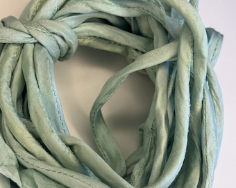 5 Yds Sari Silk Cording - 1/4 Inch Wide Mint Green Silk Cord