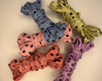 10 yds "Dot" Sari Silk Ribbon Jelly Roll-Recycled Sari Silk Ribbon 5 color pack 2 yards each 10 yards total