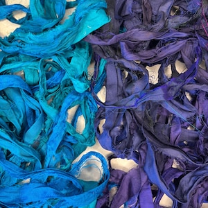 Scrap bag of sari silk- 1 1/2 oz bag of recycled sari silk bag 105