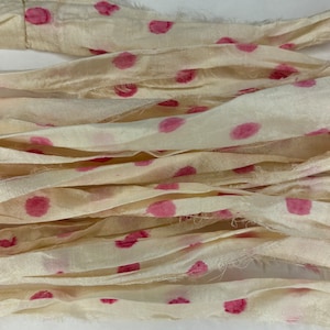 10 Yds &quot;Bazooka&quot; Dot Sari Silk Ribbon  Recycled Sari Silk Ribbon