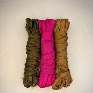 15 yd &quot;Desert Flower&quot; Sari Silk Ribbon -Recycled Sari Silk Ribbon 3 color pack 5 yards each 15 yards total