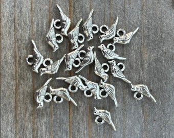 20 Tiny Pewter Bird Charms