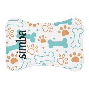 Pet Feeding Mats, Personalized Dog/cat Dish Mat, Paw and Bone Print Dog Accessories, Puppy Feeding Station, Pet Care