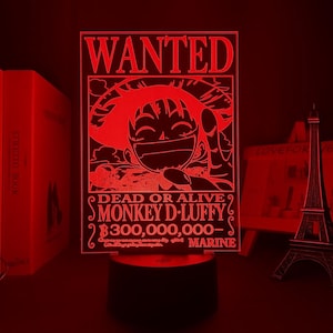 LED Lamp – Wanted Poster of Monkey D. Luffy | One Piece Anime Light