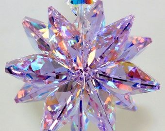 m/w Swarovski® RARE Limited Edition Aurora Borealis Coated VIOLET StarBurst Sunburst Star Suncatcher Car Charm Ornament, Pearl Place N More
