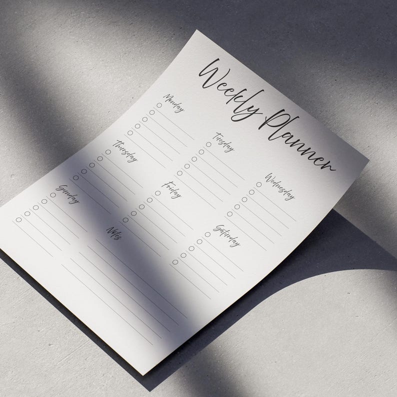 Minimalist Weekly Planner Printable: A4, US Letter (PDF Download) - Etsy