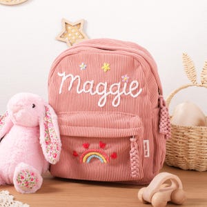 Personalized Corduroy Toddler Backpack: Custom Embroidered Preschool Bag