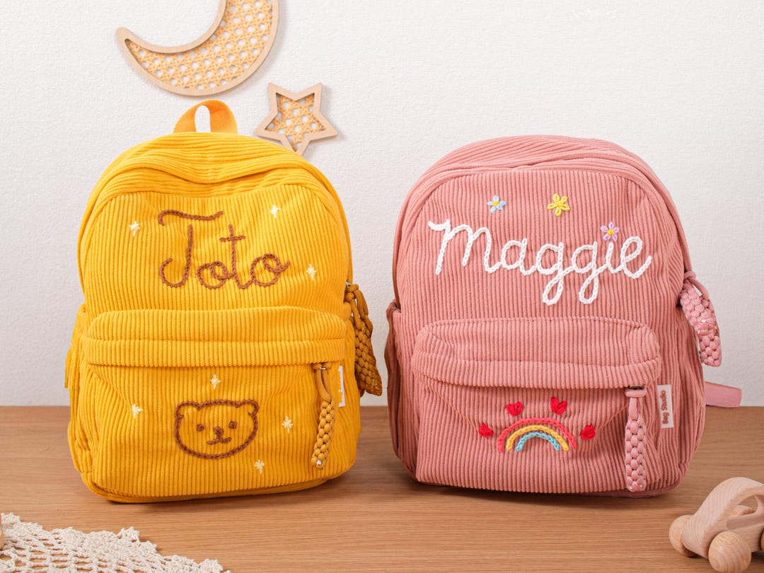 Custom Embroidered Corduroy Backpack – Personalized Name Bag for ...