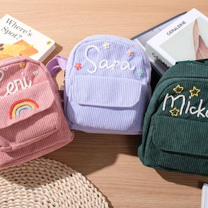 Sacs à dos personnalisés pour enfants avec des noms personnalisés | Motif brodé/imprimé unique | Cadeau parfait pour les tout-petits et les enfants à l'école ou en voyage