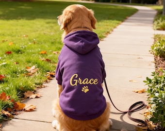 Personalized Dog Hoodie - Embroidered Pet Sweatshirt, Fleece Lined