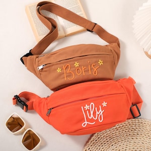 Sac banane avec prénom personnalisé au crochet pour enfants - Sac banane élégant et pratique pour les 5-12 ans, idéal pour l'école, les sorties ou les cadeaux d'anniversaire