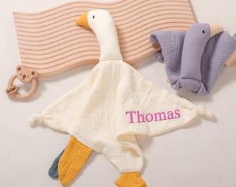 Manta de ganso personalizada para bebé: muselina bordada personalizada, suave y cómoda, ideal como regalo para recién nacidos.