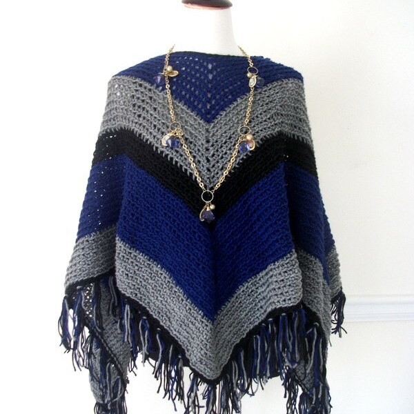 One Size Fringe Handmade Crochet  Poncho/Shawl/Cape Gift Idea