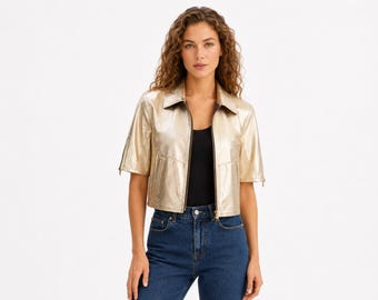Reversible Leather jacket Women  , Elegant gift for her, Warm Luxury cropped outerwear, Premium women’s fall fashion