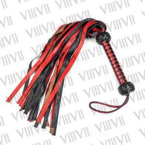 Handmade Leather Flogger: 25 Cowhide Falls, Braided Handle