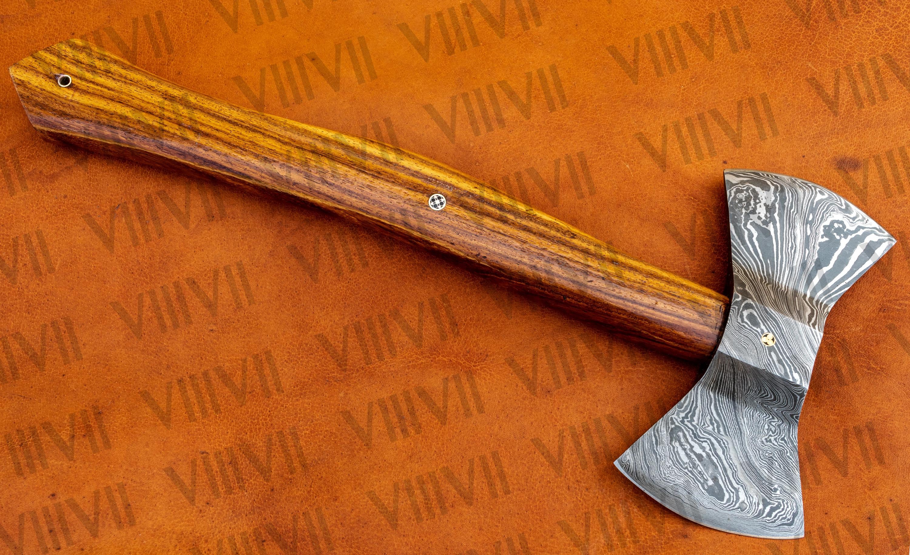 Double Bit Hatchet Handmade Damascus Steel Axe Rosewood Handle