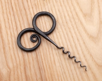 Hand Forged Corkscrew Rustic Wine Bottle Opener Gift for Him, Birthday, Anniversary, Medieval Barware Christmas Gift Black Friday Sales