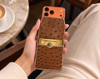 Leather Phone Pouch for iPhone, Personalized Genuine Leather Mobile Sleeve case, Handmade Custom Engraved Phone Holder, Christmas gifts