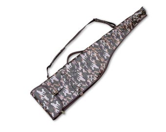 Handmade Camouflage real full grain Leather Rifle Case, Shearling Lined Scabbard Best Hunter Gift  DAD Gift