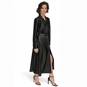 knee length dresses for ladies Leather Midi Shirt Dress Unique Women Style Luxury Leather Anniversary  Gifts – Eighty Seven Groups
