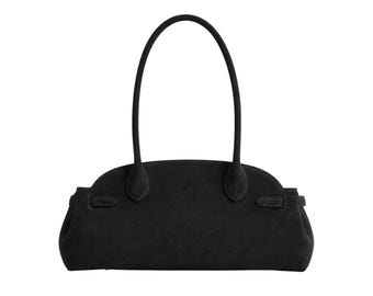 Rounded top leather tote bag for womens, structured shoulder work handbag, classic everyday purse, professional gifts for female boss