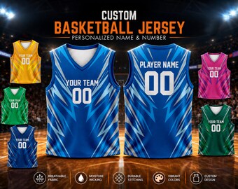 Camiseta de baloncesto personalizada. Uniforme con nombre y número de equipo personalizados para hombres y mujeres. Ropa deportiva. Regalos para entrenadores de baloncesto.