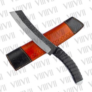 Traditional tanto cleaver Hand Forged Japanese camping Cleaver Leather Wrapped Handle stainless steel knife custom made gift for him